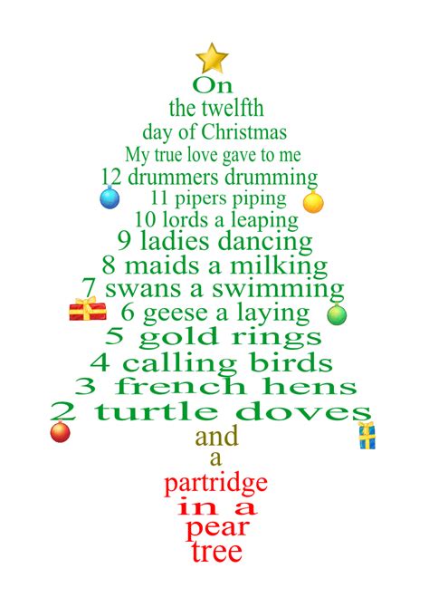 12 Days Of Christmas Lyrics Printable